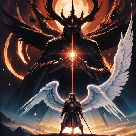 Lotr lord of the rings in  Evangelion anime  style,  characters Sauron as angel