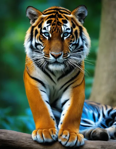 Tigre azul com capa