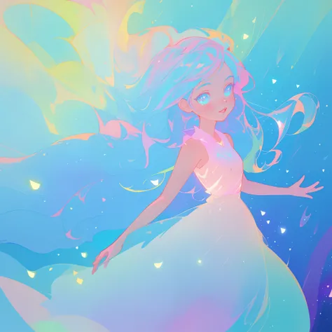 beautiful anime girl in colorful liquid dress, vibrant pastel colors, (colorful), magical lights, sparkling lines of light, inspired by Glen Keane, inspired by Lois van Baarle, disney art style, by Lois van Baarle, glowing aura around her, by Glen Keane, j...