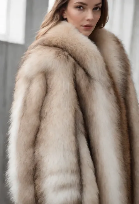 Thick jacket in real animal fur like the jackets of kings on white background, aucune personne sur limage