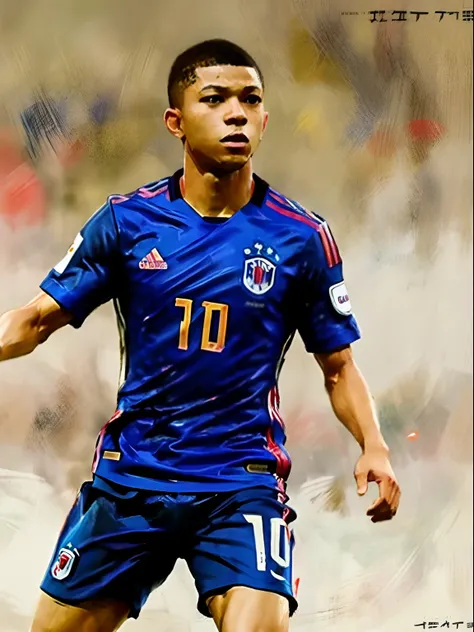 Homem Soccer Player face, style greg rutkowski realist, style anime, Japanese 17 years, Japanese Mbappe