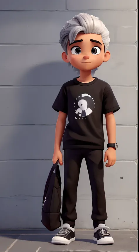 Menino 16 anos, cabelos preto compridos, black pant, camiseta preta, camisa social verde por cima, cabelo penteado de lado, Black sneakers with white soles, heroic look, corajoso, pronto para enfrentar um inimigo, alta resolução, 8k, hd