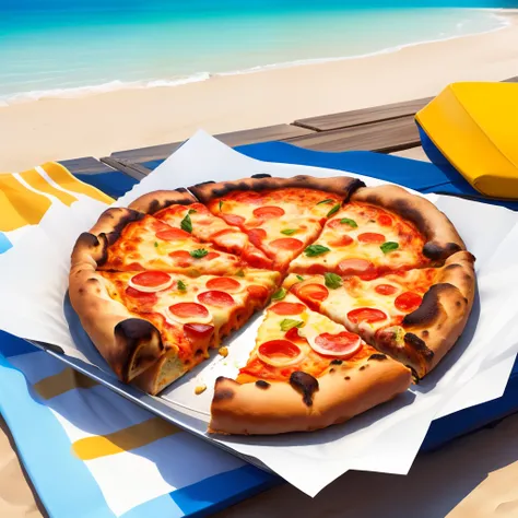 Pizza en la playa