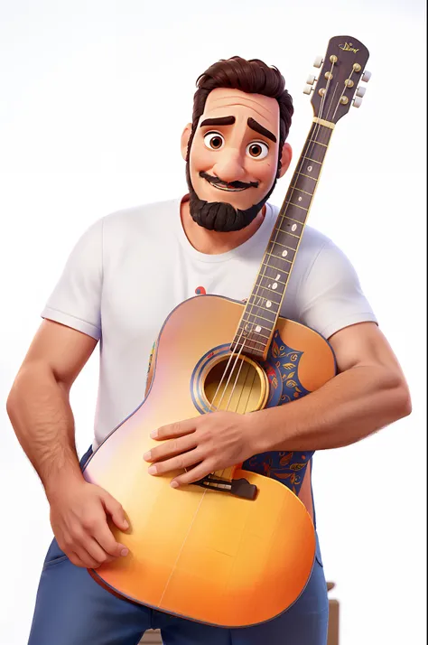 Um cantor de 40 anos com barba estilo Disney pixar