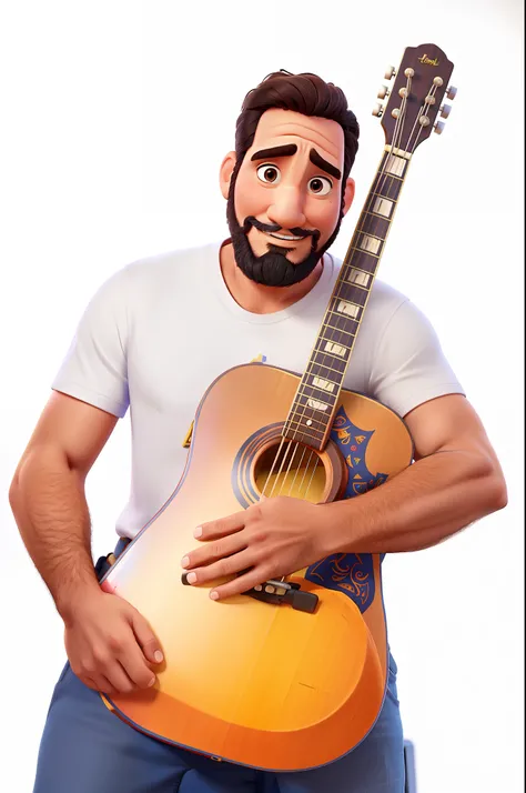 Um cantor de 40 anos com barba estilo Disney pixar