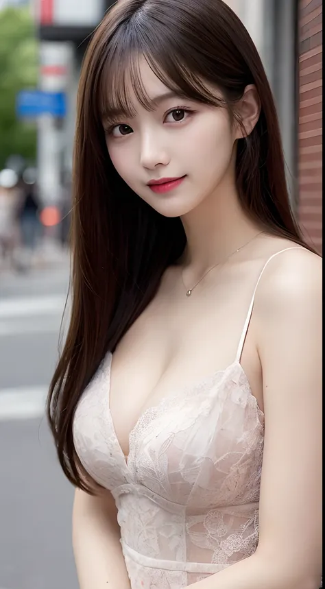 1girll、Masterpiece Mastepiece, Best Quality, Illustration, Ultra-detailed, finely detail, hight resolution, high-level image quality、8K Wallpaper, a Korean girl、韓国アイドル、Perfect dynamic composition, Beautiful detailed eyes, Random Dresses,Medium Hair, cleava...