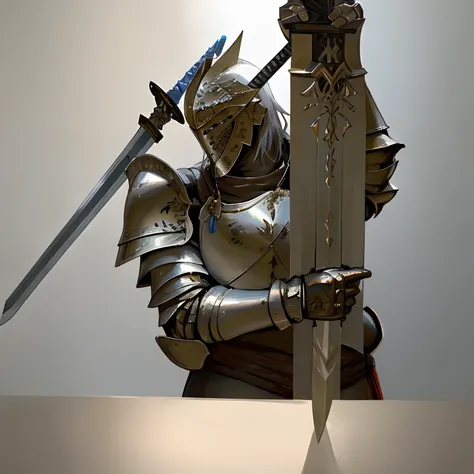 Realistic knight with fantasy inspired armor and great sword