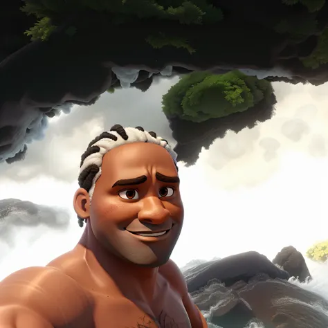 Um homem afro latino americano, pele negra, cabelo raspado , estilo disney pixar, alta qualidade, melhor qualida