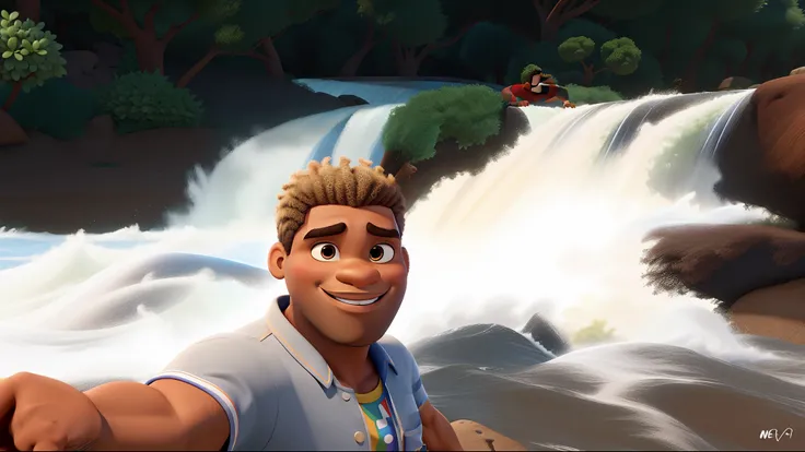 Um homem sul americano afro estilo disney pixar, alta qualidade, melhor qualidade