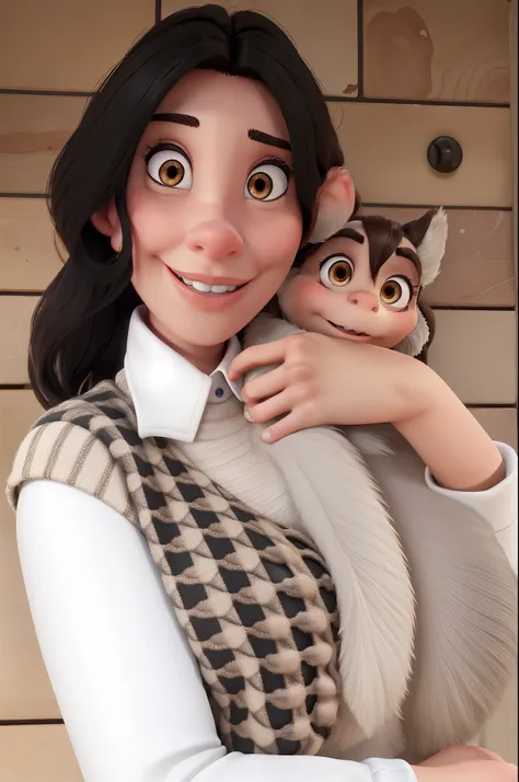 Brunette woman with black eyes and hair style is gray babe disney pixar style, alta qualidade, melhor qualidade