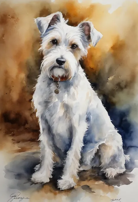 (obra-prima, melhor qualidade),1st Terrier Sitting Waiting for His Master to Come