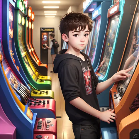 Teenage Kid At The Arcade Arcade