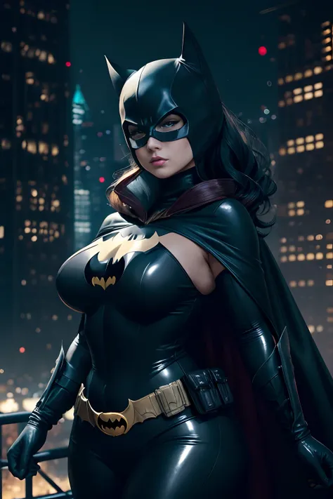 batman cosplaying in a black latex suit and cape, batgirl, anigirl batman, nighttime in gotham city, thicc, cosplay on black harley queen, cat woman, selina, fat batman, cassandra cain in satin, gotham city style, ross tran 8 k, catwoman, batman, full-cosp...