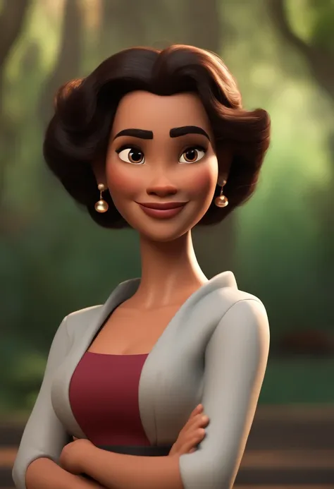 personagem de desenho animado de uma jovem de 24 anos, com pele clara, cabelos castanhos liso como a personagem jasmine, cabelo solto sobre os ombros, com um vestido vermelho, animation character, Caractere estilizado, Antecedentes de uma Academia de Artes...