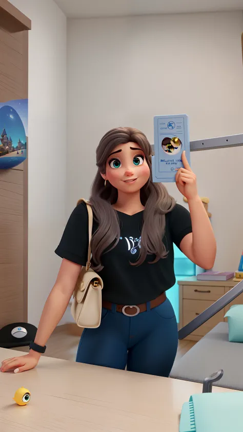 Mulher estilo Disney pixar ,alta qualidade , Uplighting,olhos castanhos