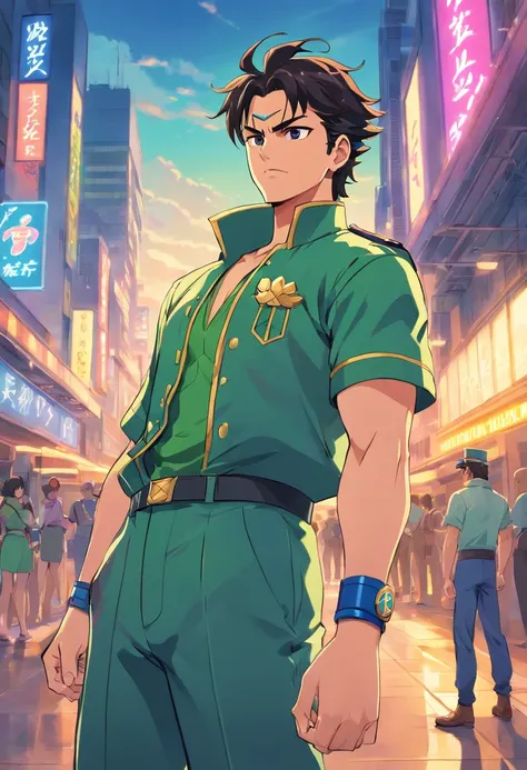 1men, musculoso, jotaro kujo, jojo,s, green clothes