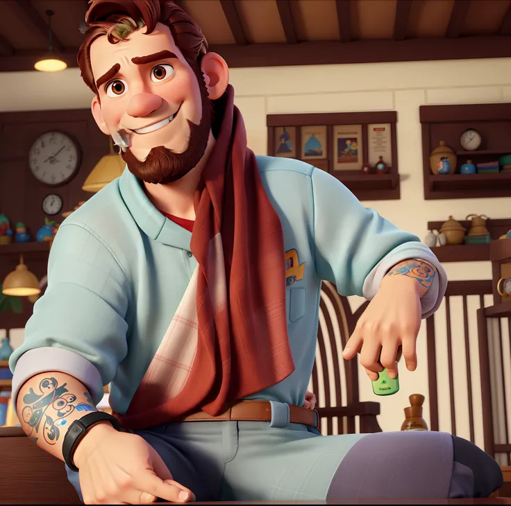 Um homem moreno estilo Disney pixar, alta qualidade, melhor qualidade