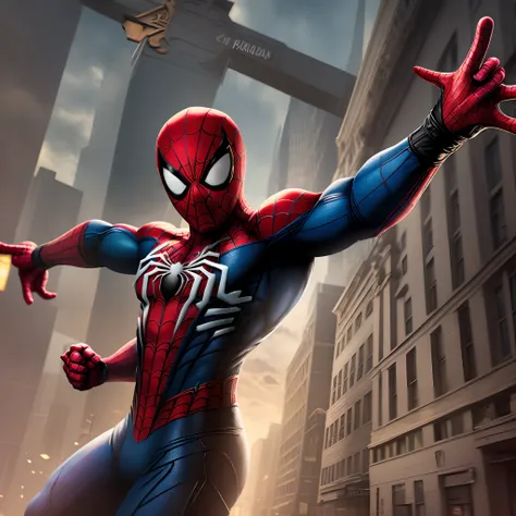 Spider-Man holding a cross