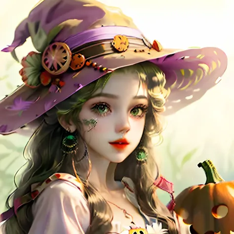 purple and long hair
green eyes
witch
cute
pumpkin