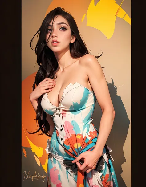 Mujer araffed con un vestido floral posando para una foto, Estilo Ivan Talavera y Artgerm, Lois van Baarle y Rossdrew, Artgerm y Lois van Baarle, Modelo IG | Artgerm, Artgerm extremadamente detallado, Artgerm y Rossdrew, Estilo Artgerm, gorgeous digital pa...