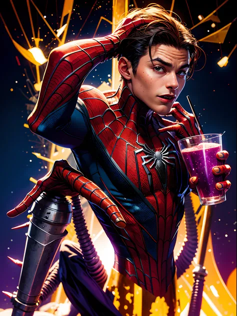 Spider-Man drinking purple