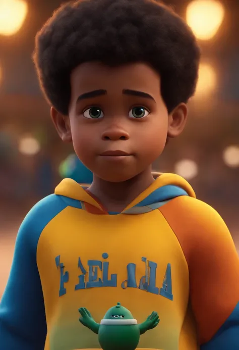 (Pixar 1.23 estilo) 1 menino ((parte superior do corpo frente, busto tiro)), solo, cute child, loira, tracksuit bonito, menino, Brazilian child, playground, ((obra-prima, mais alta qualidade)), (composite lighting)