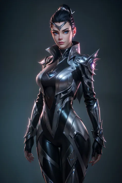 solo, super fine photo, portrait digital art Unreal Engine 5 8K UHD of a girl, concept art, character concept design, wearing silver metallic tight shiny suit with cybernetic details, high-tech armor, long black glove, bob white hair, cyberpunk character, ...