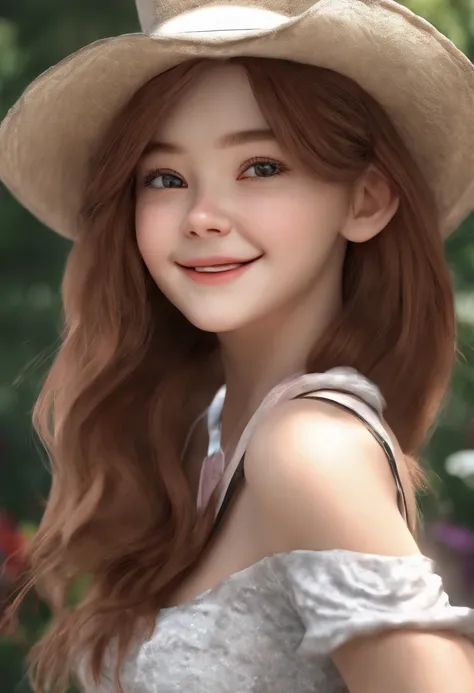 3D Cartoon Beautiful Girl Without Glasses Smart Smile--V4