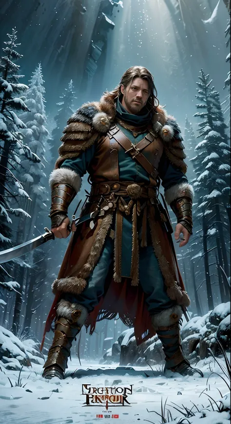 (Movie Premiere Poster 1.8)，（tmasterpiece）Ancient Roman battlefield，A general among gladiators（Maximus），Russell Crowe（（Russell Ella Crowe）（He was about 45 years old）），（Hairstyles：Short dark brown hair，Small waves），（Wearing：Metal armor，Black bear skin as a ...