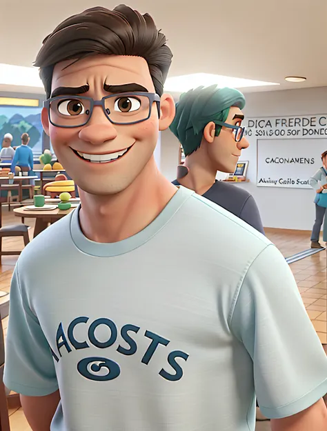 garoto alto e moreno, de oculos no estilo disney pixar