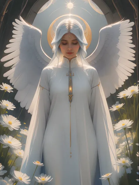 Archangel Hanil，warmth，Light, patient, feminine and mysterious，Halo blue-white，Like a full moon glowing moon