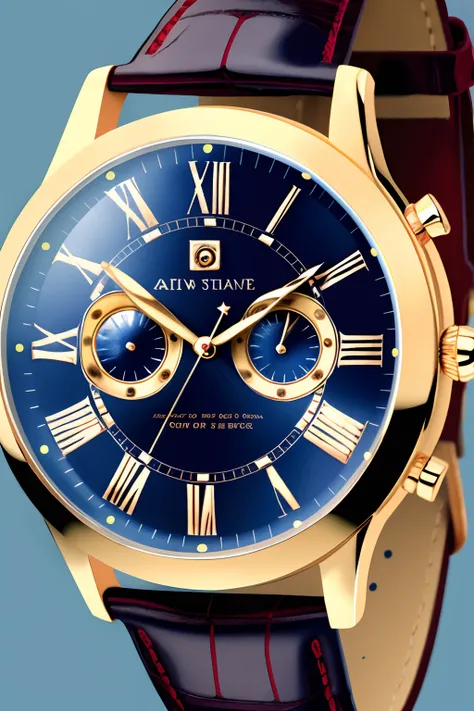 Realistic style, watch covered in diamonds all over but the clock face is an enlarged blue eyeball