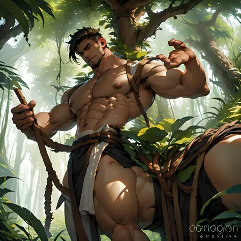 (green short hair), (((male centaur))), ((bodybuilder)), ((very muscular)), ((broad chest)), ((thick pectorals)), abs, (((small ...