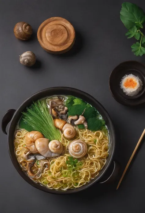 Delicious snail noodles，cinematic ligh，professional photoshooting，studio lit，studio context，advertisement photography，Complicated details，hyper-detailing，Ultra photo realsisim，8K UHD