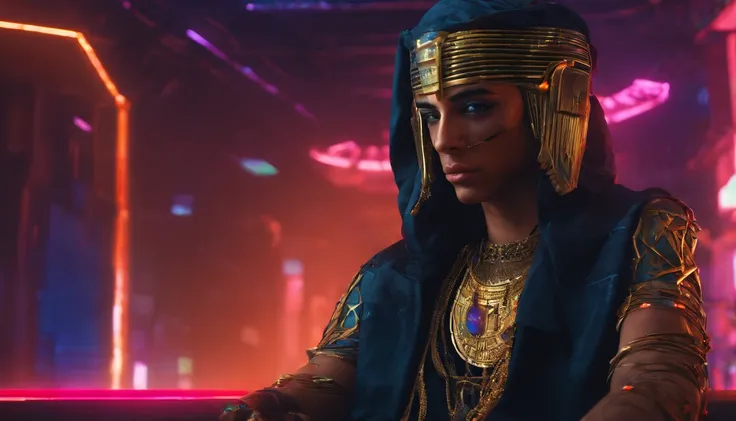 Photorealistic depiction of a 15-year-old Egyptian prince, resembling an actual person, dressed in the iconic attire of Pharaoh Tutankhamun. He sits with regal posture, and the environment around him reflects the opulence of an ancient Egyptian royal chamb...