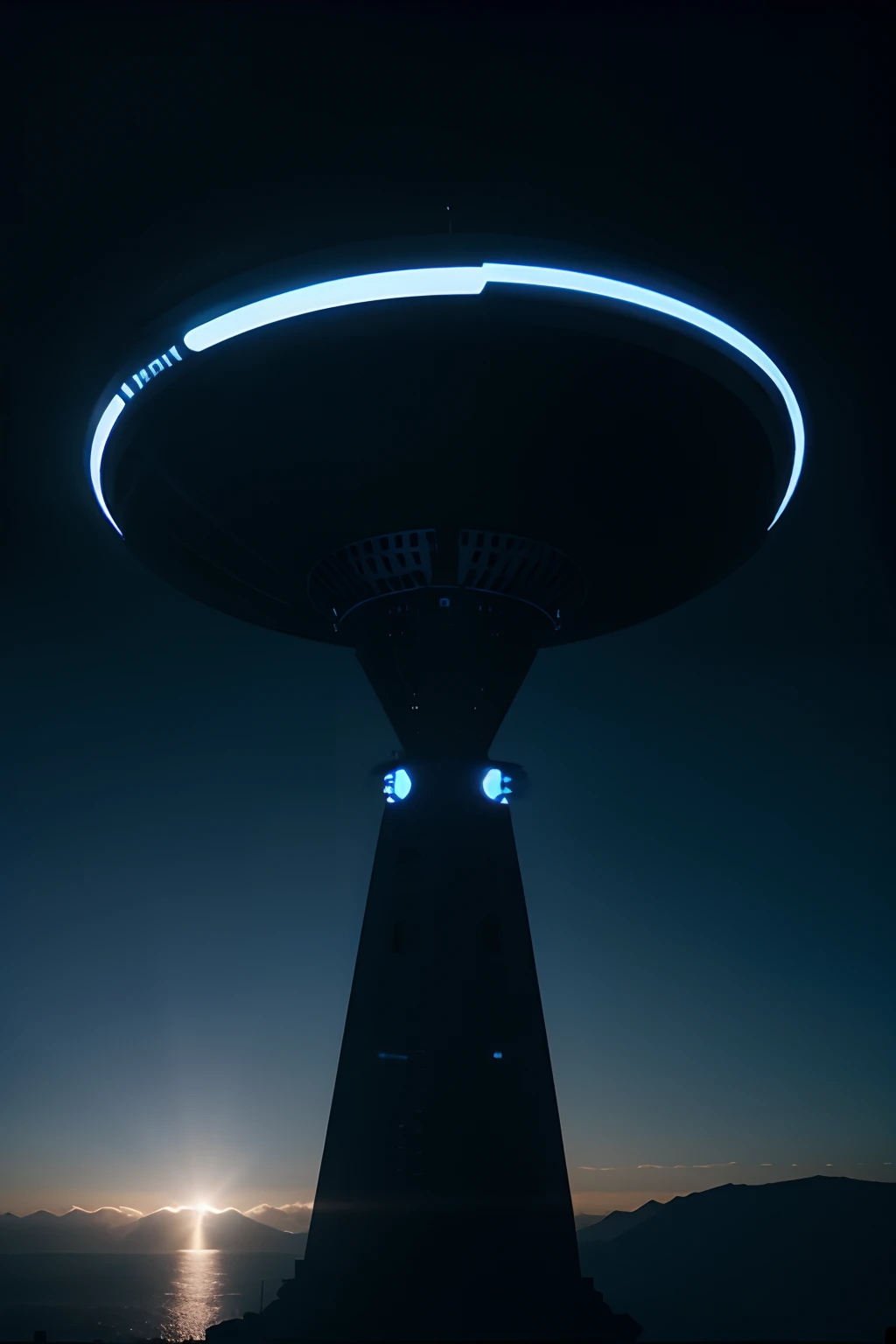 Ufo, realistic, 8k, blue light,Alien