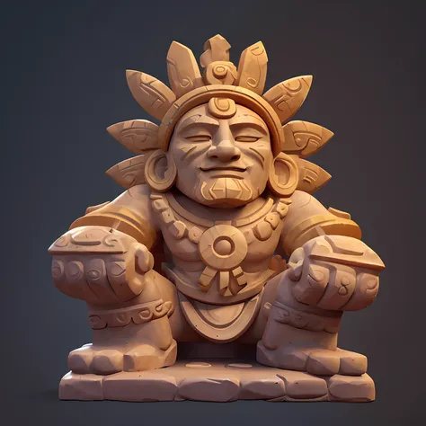 god of the sun，Seated statue of the sun god，stone statue，frontage，Simplify the structure，European and American cartoon style，2d，Game icon，Clash Royale style,