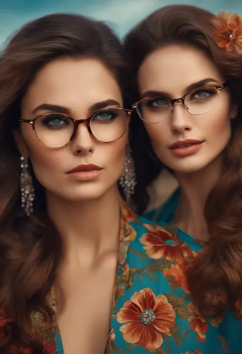 Remove the glasses from the faces of the two women