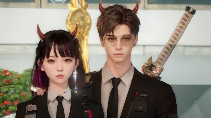 there are two people standing next to each other with swords, medium shot of two characters, kda and sam yang, inspired by Yanjun Cheng, trending on cgstation, artwork in the style of guweiz, cg awards gallery, trending at cgstation, yanjun chengt, 2020 vi...