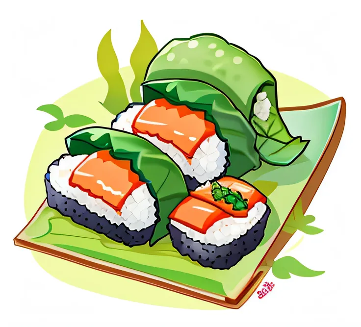 draw a seaweed roll sushi with a similar style