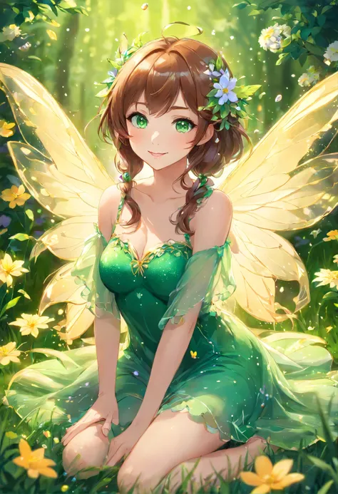 Blumenfee、Blumen々umgeben von、About the size of flowers、About the size of butterflies、Beautiful girl with transparent, Shiny, beautiful wings on the back、schlanke Figur、Have a bouquet of flowers、Leuchtende Schuppen fliegen beim Start、Auf einer Blume sitzen、...