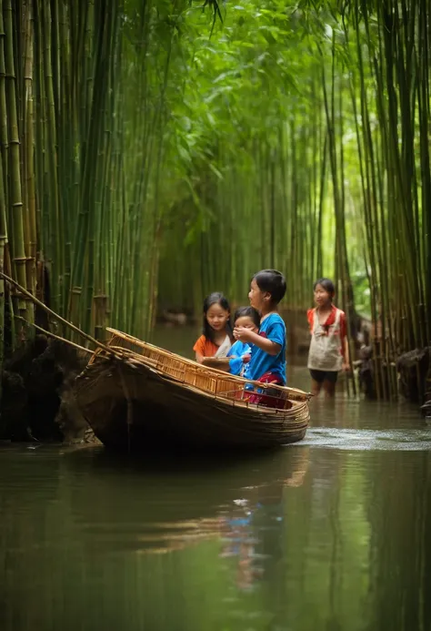 Hua Po led the children through a dense bamboo forest，Came to a beautiful cave。Inside the cave is a pool of crystal clear water，There is a huge rock in the lake，It is inscribed with the words "When the flash flood comes."，Please take refuge in the cave."。A...