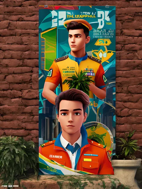 Poster 3d estilo Pixa/Disney capturing an image of a 20-year-old serving in the Brazilian army in the city of Rio de Janeiro, ele tem cada de brabo. The title "LEMOS" se destaca