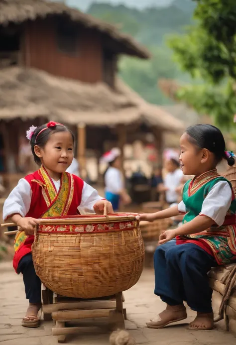 They weave beautiful flower baskets from bamboo、Clever seats、There is also a wide variety of crafts。The children are dressed in the traditional costumes of the Zhuang people，A cheerful dance was performed，Sang a beautiful song。They decorated the village wi...