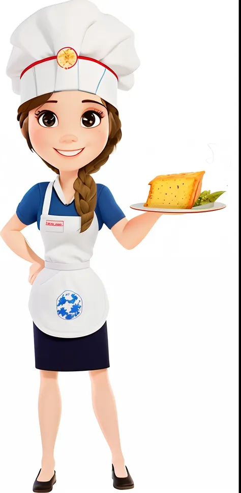 Retrato de um menina de com roupa de cozinheira branca, chefs hat, melhor qualidade estilo pixar