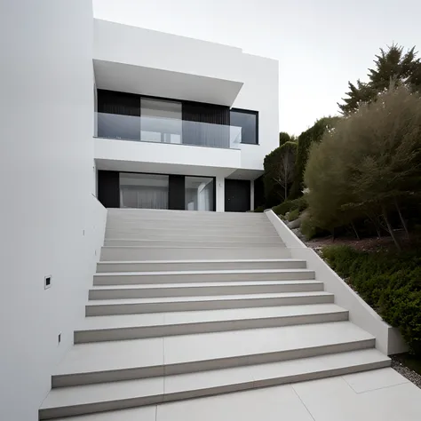 The house has 3 floors, The area of each floor is 20 square meters, has a width of 4 meters. Length 5 meters, height 3,6 meters. There are stairs outside the house to go to the 1st and 2nd floors. House painted white. Black quartz staircase.