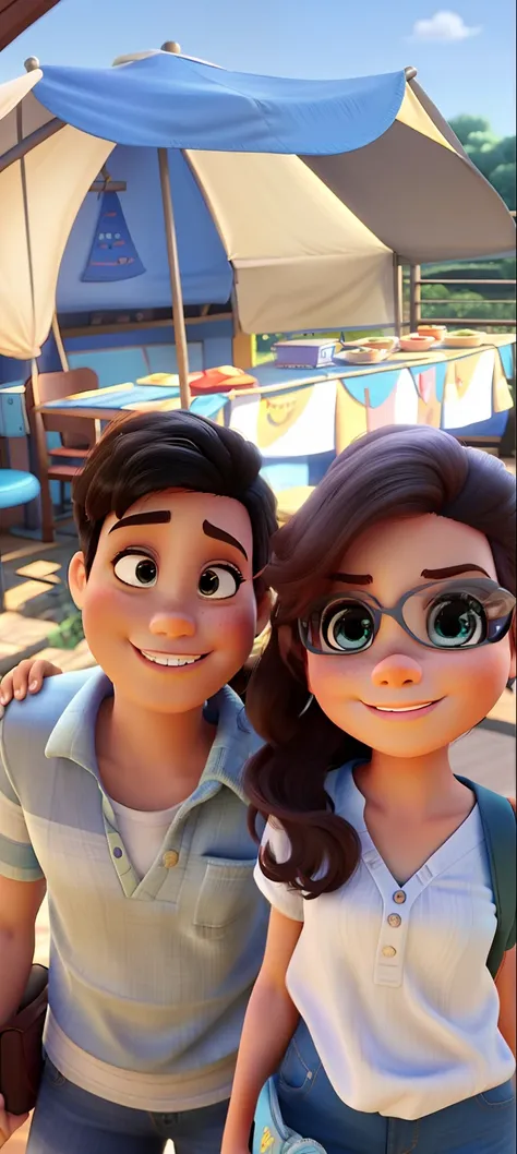 Pai e filha estilo disney pixar, alta qualidade, melhor qualidade.