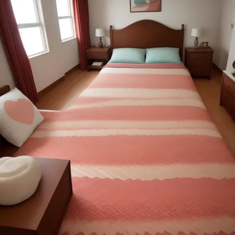 Quarto casal com tapete cor de rosa