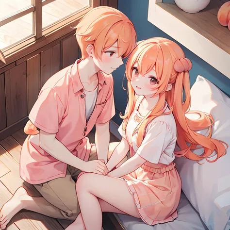 nswf (couple peach) (boy with peach hair) touch (girl  with peach  hair) (best quality)