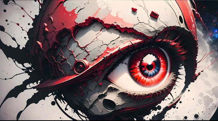 devil's eye , extreme eye close up, red and black aura:1.1, ((galaxy in pupil)), highly detailed, 8k, intricate details, vibrant...